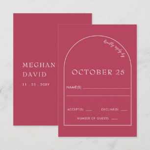 Cartons Réponse Magenta minimaliste Mariage d'arc moderne