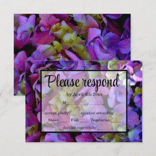 Cartons Réponse Magenta Purple bleu jaune Hydrangeas fleurs Tante