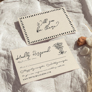 Cartons Réponse Main rétro Écrite Tiré Gras Quirky Mariage mignon