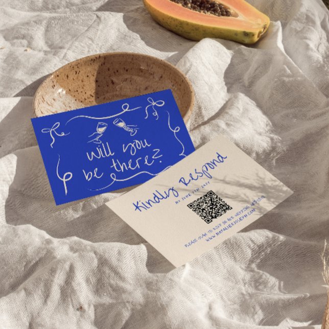 Cartons Réponse Main tirée Quirky QR Code moderne Mariage unique (Créateur téléchargé)