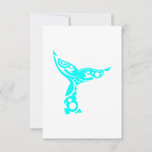 Cartons Réponse Maori Whale Tattoo Tribal Turquoise Idée cadeau
