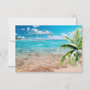 Cartons Réponse Marées Turquoise Tropical Palm Tree Beach Mariage