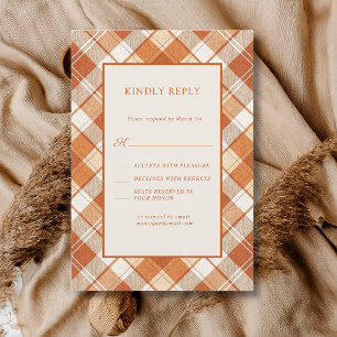 Cartons Réponse Mariage à carreaux Gingham orange vieilli
