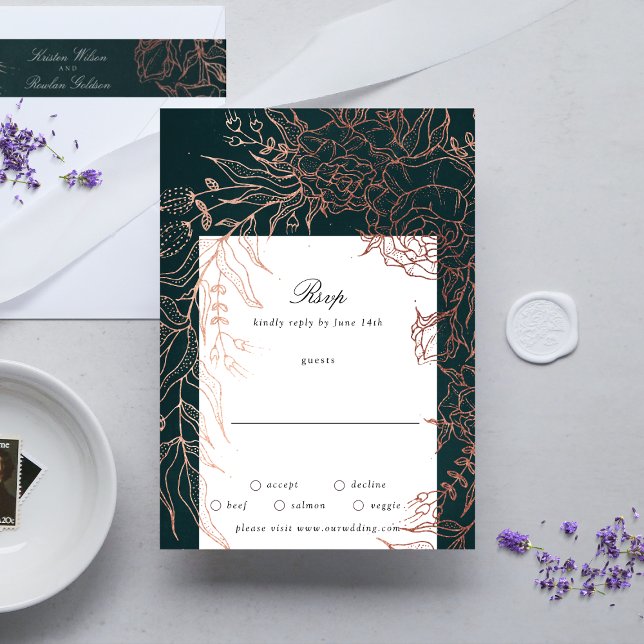 Cartons Réponse Mariage à huile de cuivre émérite modifiable (RSVP showcasing suite - additional items (bought separately))
