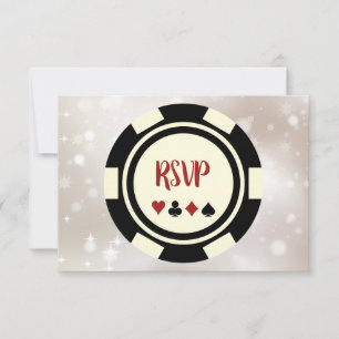 Cartons Réponse Mariage à thème Black Off White Poker Chip Casino