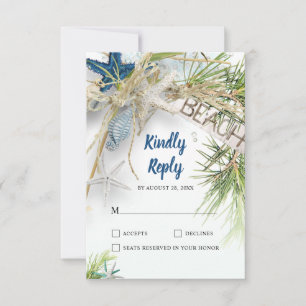 Cartons Réponse Mariage à thème de la plage moderne
