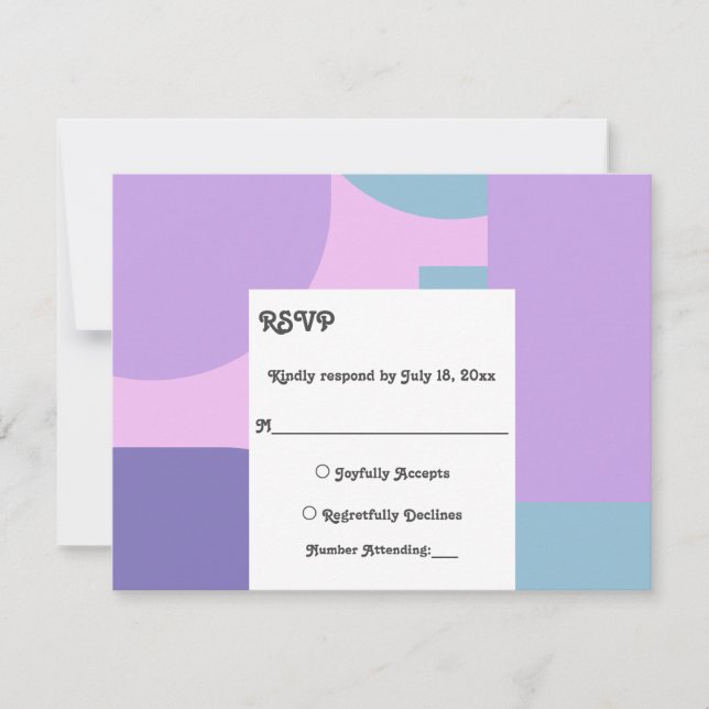 Cartons Réponse Mariage Abstrait moderne Pastel Blue Purple Retro (Devant)