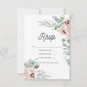 Cartons Réponse Mariage aquarelle boho eucalyptus poppy