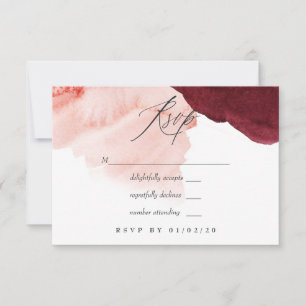 Cartons Réponse Mariage aquarelle bordeaux et rose