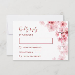 Cartons Réponse Mariage aquarelle Fleur de Cerisier