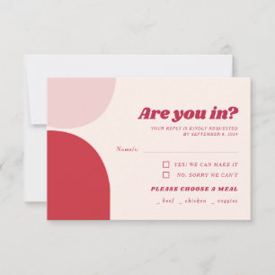 Cartons Réponse Mariage Arche rouge rose rétro