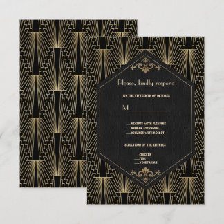 Cartons Réponse Mariage Art Déco Gatsby le Magnifique des Années F