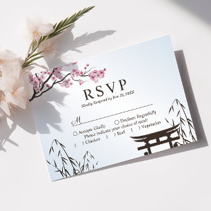 Cartons Réponse Mariage asiatique de fleur de cerisier japonaise S