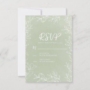 Cartons Réponse Mariage au Jardin Botanique Vert Sage Blanc