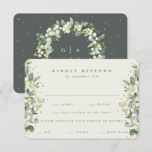 Cartons Réponse Mariage aux contours de chèvrefeuille et de snowbe