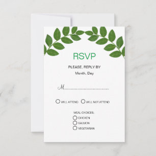 Cartons Réponse Mariage aux Feuilles de Laurier Vert