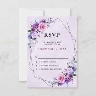 Cartons Réponse Mariage aux tons violets Lilac rose vif