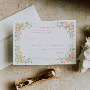 Cartons Réponse Mariage avec Bordure Florale Rococo