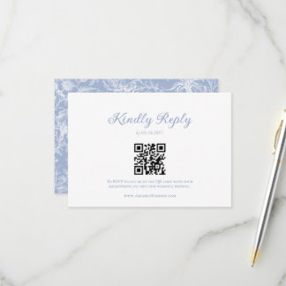 Cartons Réponse Mariage avec code QR bleu poussiéreux de style vic