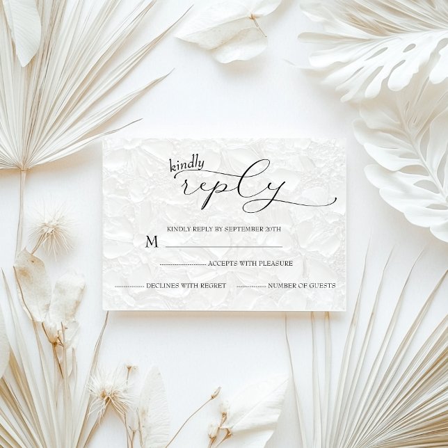 Cartons Réponse Mariage blanc et noir simple (Créateur téléchargé)