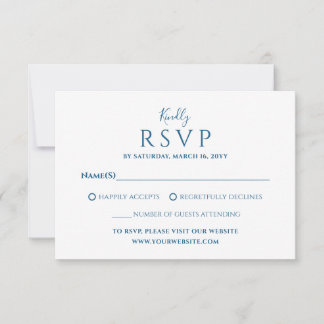 Cartons Réponse Mariage bleu de luxe minimaliste