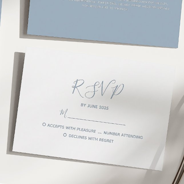 Cartons Réponse Mariage bleu Dusty minimaliste (Créateur téléchargé)