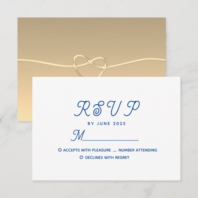 Cartons Réponse Mariage bleu moderne minimal (Devant / Derrière)