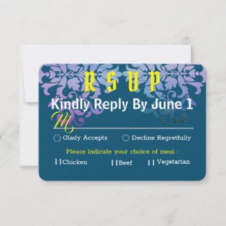 Cartons Réponse Mariage Bleu Nuit Or Argent Jaune