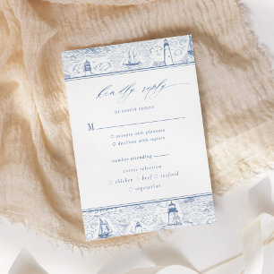 Cartons Réponse Mariage bleu phare toile côtière
