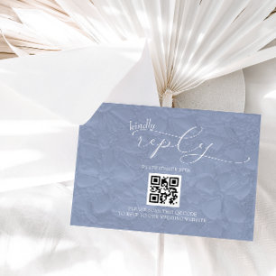 Cartons Réponse Mariage Bleu Poussiéreux Moderne Simple QR