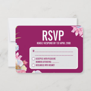Cartons Réponse Mariage bleu rose aquarelle