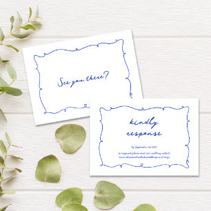 Cartons Réponse Mariage bleu vibreux et moderne tiré à la main