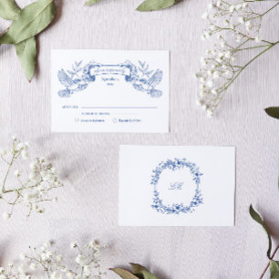 Cartons Réponse Mariage Blue Toile Birds