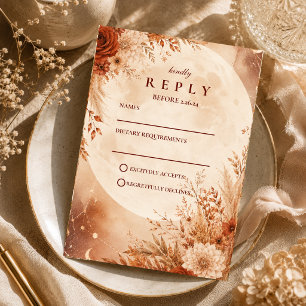 Cartons Réponse Mariage Bohème Automnal Éthéré