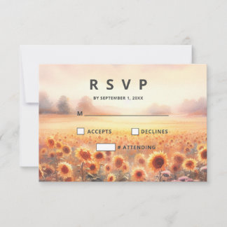 Cartons Réponse Mariage Bohème Champêtre Fleur de Tournesol Aquare