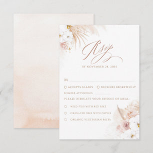 Cartons Réponse Mariage Bohème Fleurs d'Orchidées Blanches et Herb