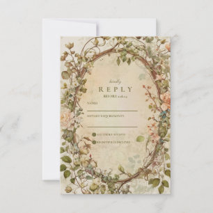 Cartons Réponse Mariage Bohème Floral Élégant et Terrien avec une 