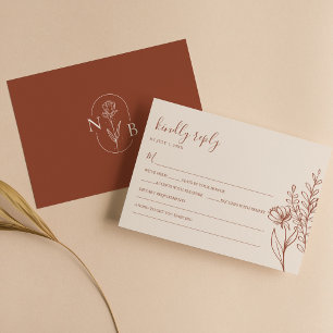 Cartons Réponse Mariage Bohème Minimaliste Terracotta Orange Brûlé