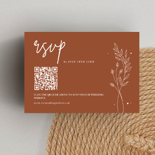 Cartons Réponse Mariage Bohème Minimaliste Terracotta Orange Brûlé