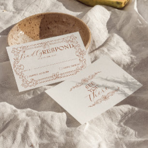Cartons Réponse Mariage Bohème Terracotta Fleur Orange Brûlé Chic