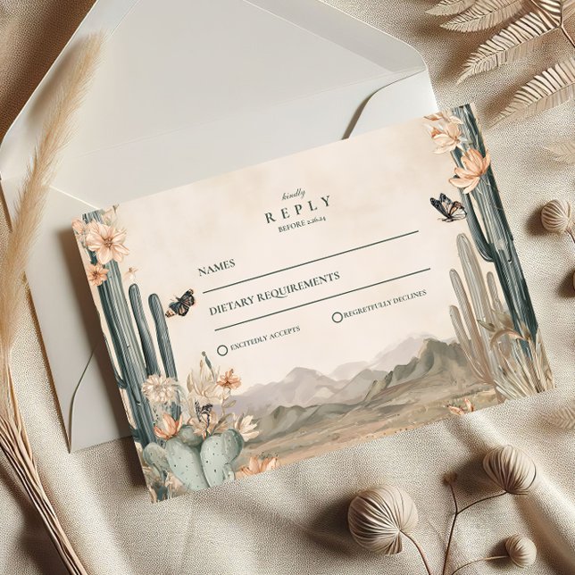 Cartons Réponse Mariage Boho du désert Cactus (Créateur téléchargé)