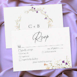 Cartons Réponse Mariage Botanique Romantique Fleur de Champ Minima