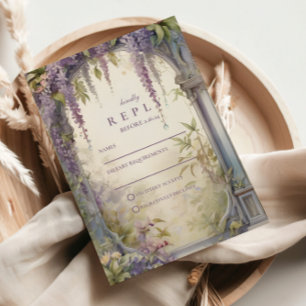 Cartons Réponse Mariage botanique sous l'arche de glycine