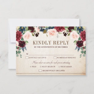 Cartons Réponse Mariage campagnard de Boho Rustique Floral de la m