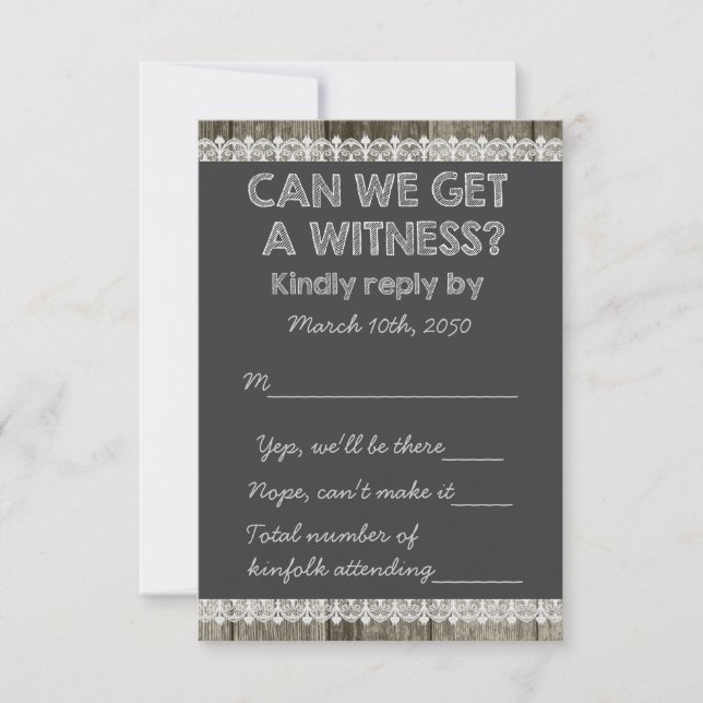 Cartons Réponse Mariage campagnard de tableau de bord rustique en  (Devant)