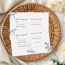 Mariage Caprice Champagne Dessiné à la Main Bleu F