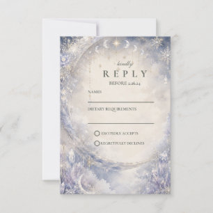 Cartons Réponse Mariage Céleste d'Hiver Éthéré