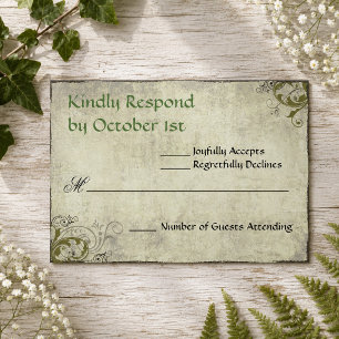 Cartons Réponse Mariage Champêtre Élégant et Rustique Vintage