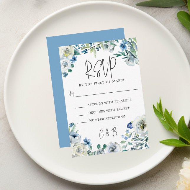 Cartons Réponse Mariage Chic Blue Floral Spring (Créateur téléchargé)