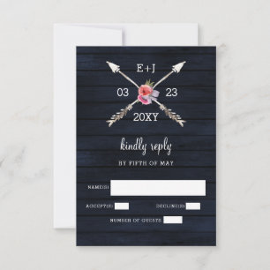 Cartons Réponse mariage chic de la Navy Barn wood country